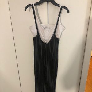 Pinstripe, high waisted jumpsuit set (2 piece).